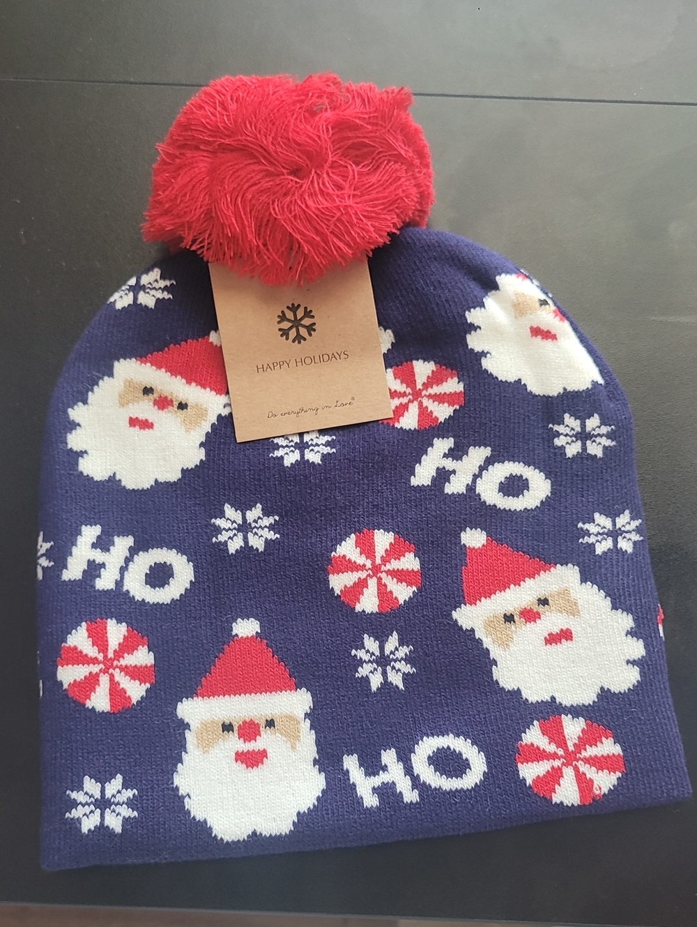 Do Everything In LOVE Red Pom Santa Beanie